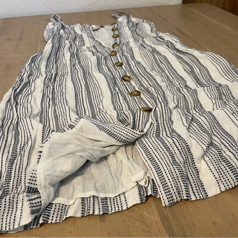 LOFT Button Down Striped Flare Dress - Picture 5 of 7